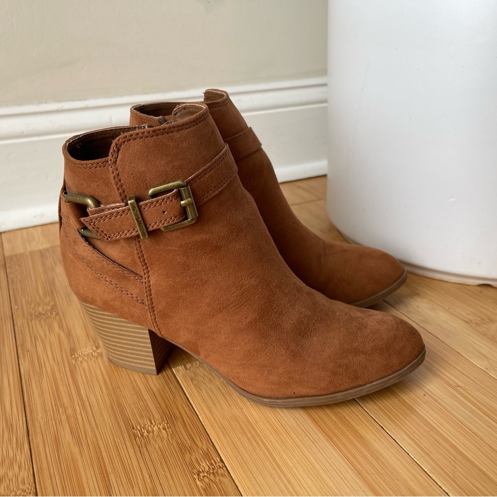 Express boots vegan suede heels